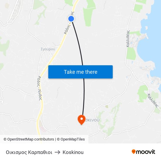 Οικισμος Καρπαθιοι to Koskinou map