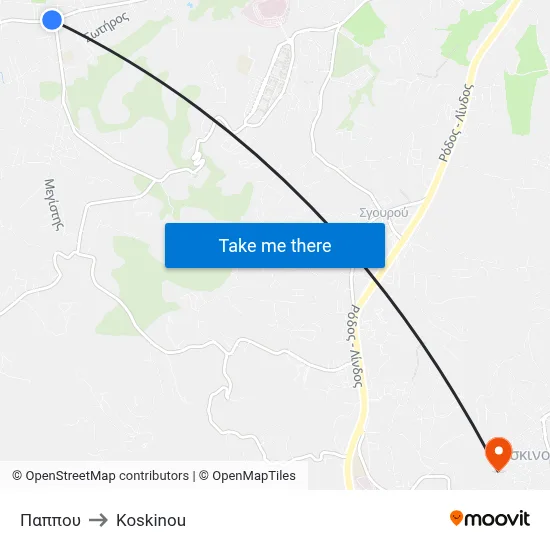 Pappou to Koskinou map