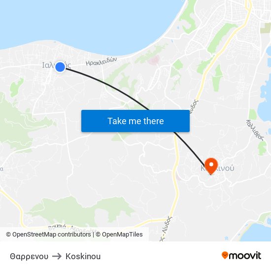 Θαρρενου to Koskinou map