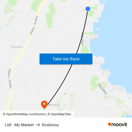Lidl - My Market to Koskinou map