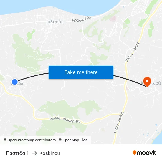 Pastida 1 to Koskinou map
