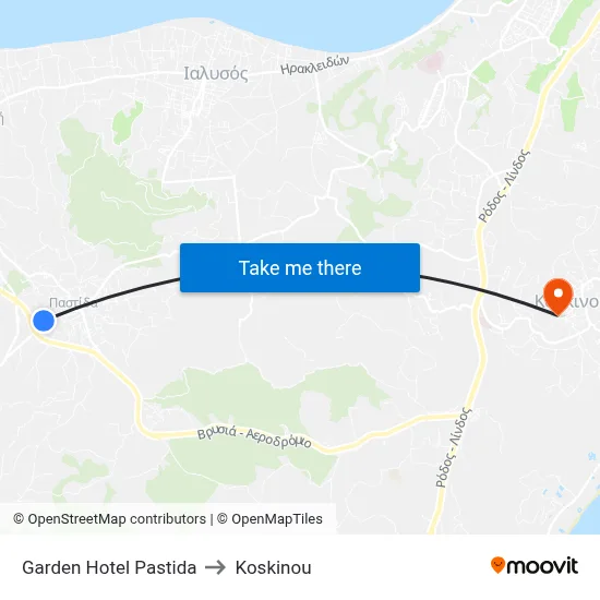 Garden Hotel Pastida to Koskinou map