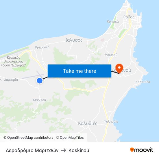 Αεροδρόμιο Μαριτσών to Koskinou map