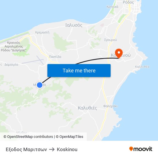 Εξοδος Μαριτσων to Koskinou map