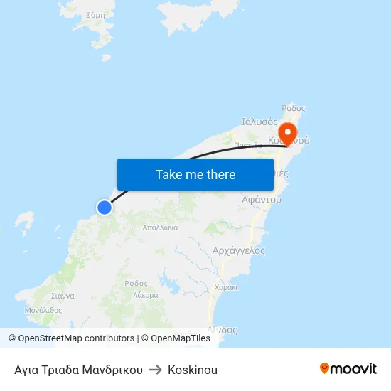 Agia Triada Mandrikou to Koskinou map