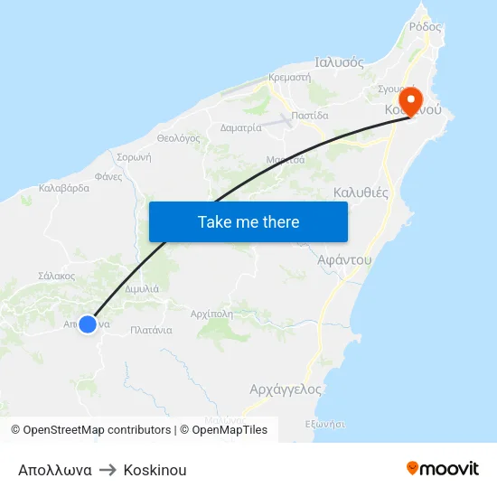 Apollona to Koskinou map