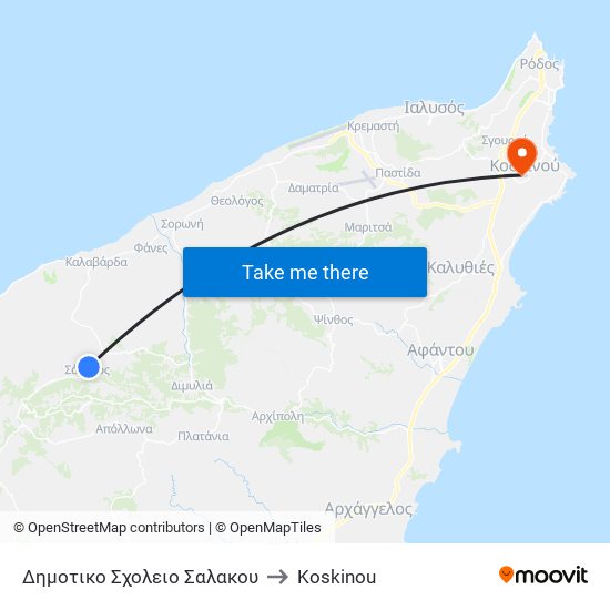 Δημοτικο Σχολειο Σαλακου to Koskinou map