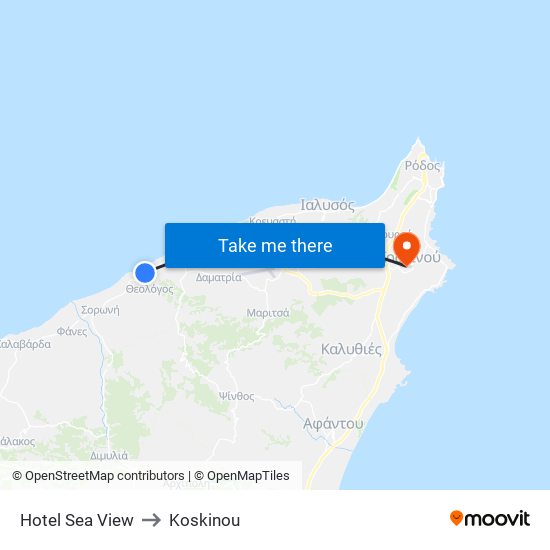 Hotel Sea View to Koskinou map