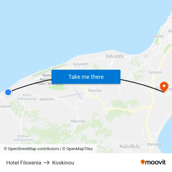 Filoxenia Hotel to Koskinou map