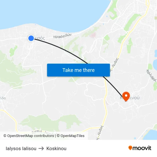 Ialysos Ialisou to Koskinou map