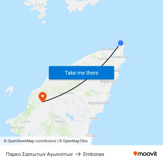 Sasioton Agoniston Park to Embonas map