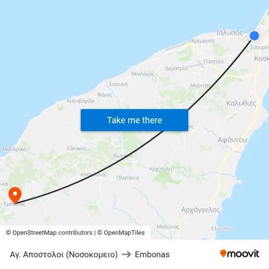 Ag. Apostoli (Hospital) to Embonas map