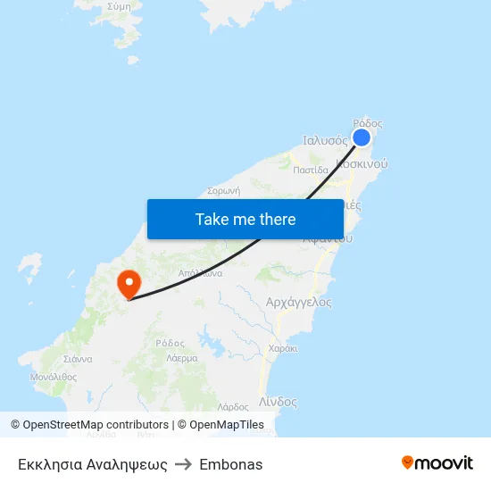 Analipsi Church to Embonas map