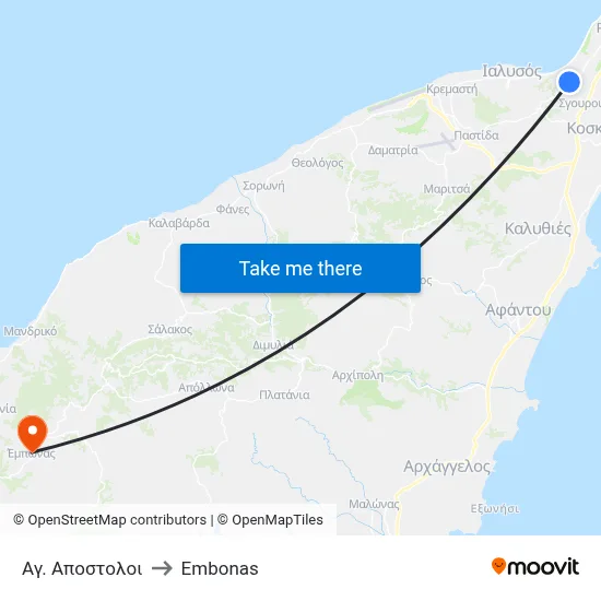 Ag. Apostoloi to Embonas map