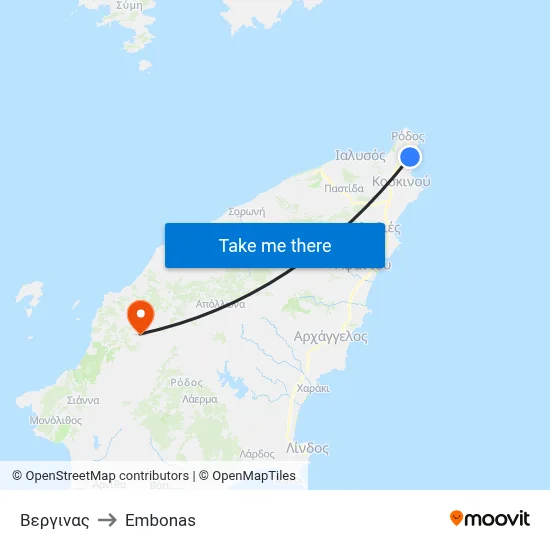 Verginas to Embonas map