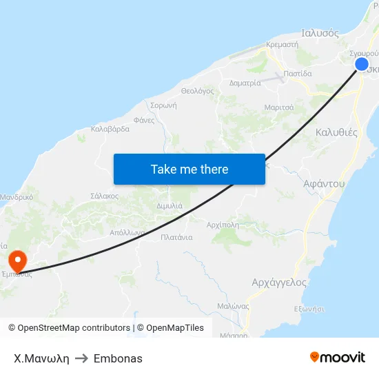 Ch. Manoli to Embonas map