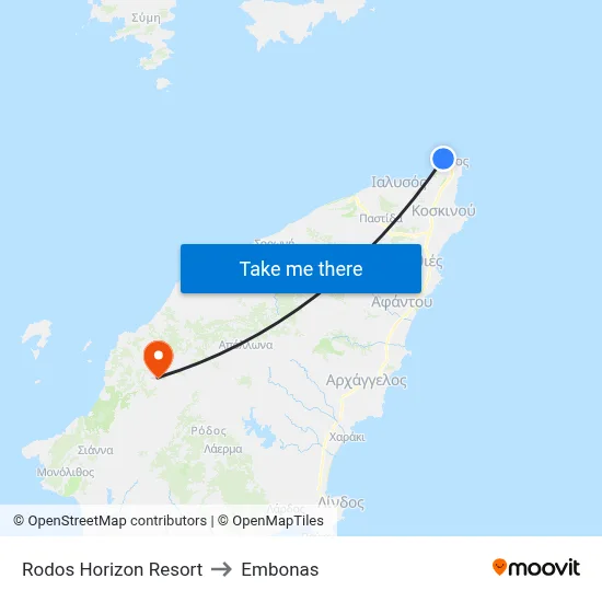 Rodos Horizon Resort to Embonas map