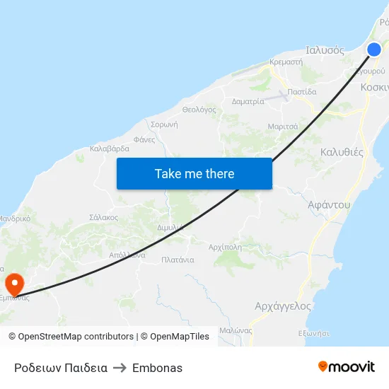 Rodeion Paideia to Embonas map