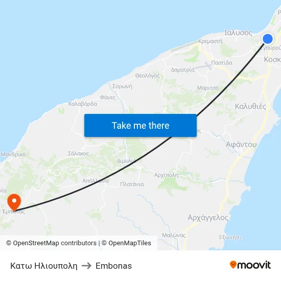 Lower Ilioupoli to Embonas map