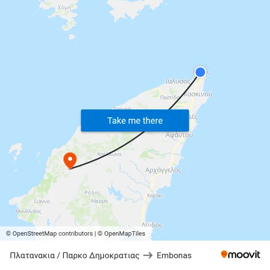 Platanakia / Democracy Park to Embonas map