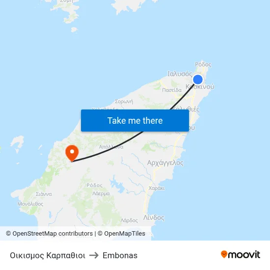 Karpathioi Settlement to Embonas map