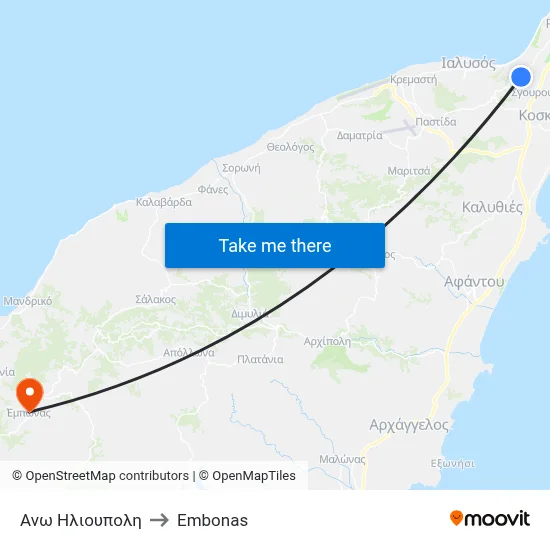 Upper Ilioupoli to Embonas map