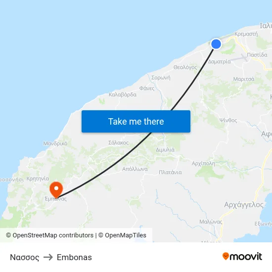 Nassos to Embonas map