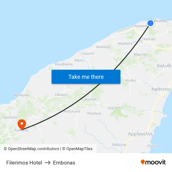 Filerimos Hotel to Embonas map