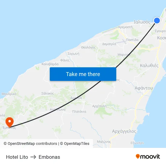 Hotel Lito to Embonas map