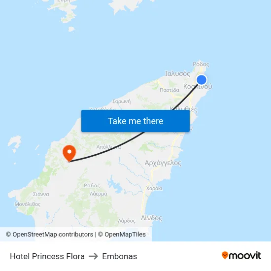 Hotel Princess Flora to Embonas map