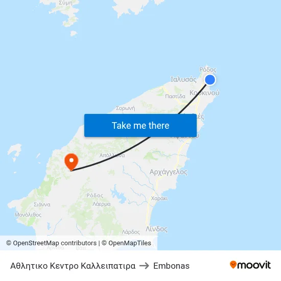 Kallipatira Sports Center to Embonas map