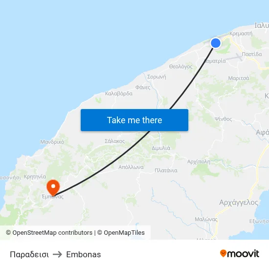 Paradisi to Embonas map