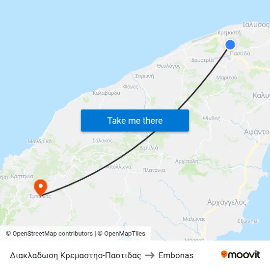 Kremasti-Pastida Junction to Embonas map