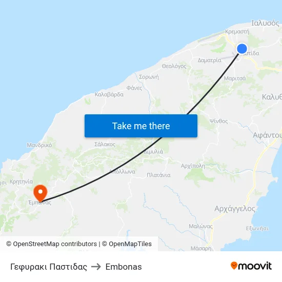 Pastida Bridge to Embonas map