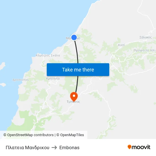 Mandrikou Square to Embonas map