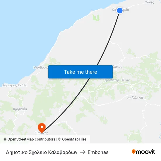 Kalvardes Primary School to Embonas map