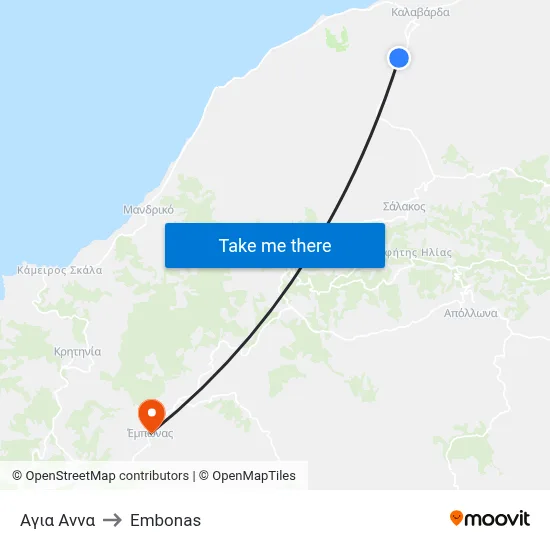 Agia Anna to Embonas map