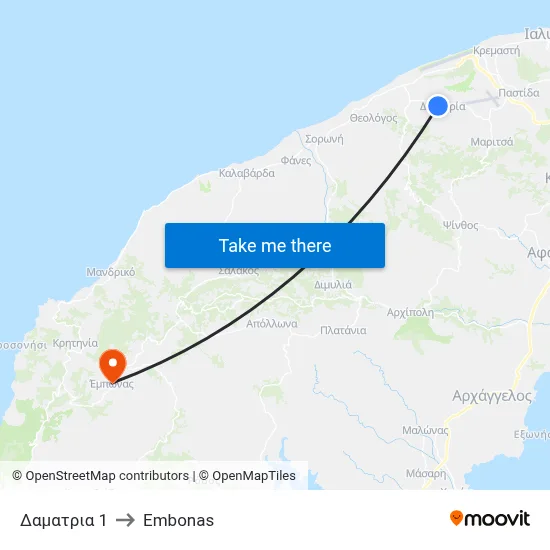 Damatria 1 to Embonas map