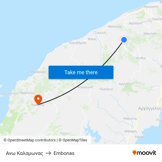 Ano Kalamonas to Embonas map