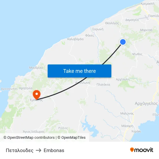Petaloudes to Embonas map