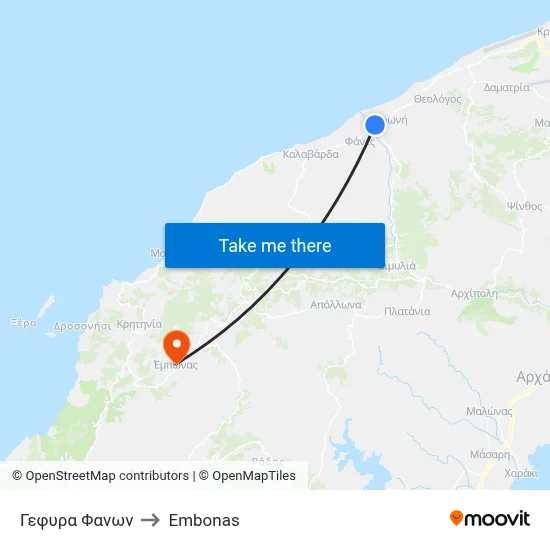 Fanes Bridge to Embonas map