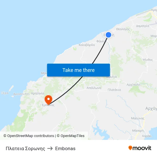 Soroni Square to Embonas map