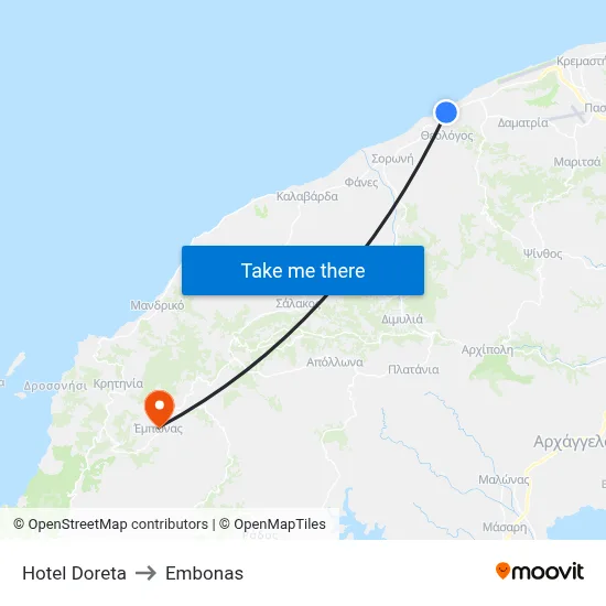 Hotel Doreta to Embonas map