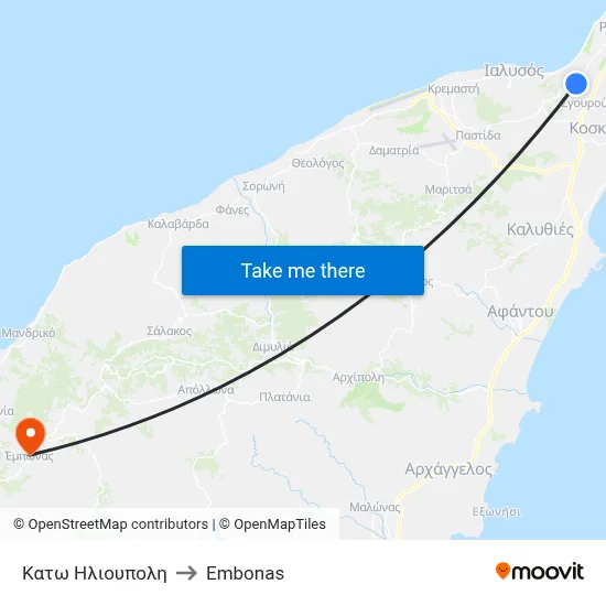 Lower Ilioupoli to Embonas map