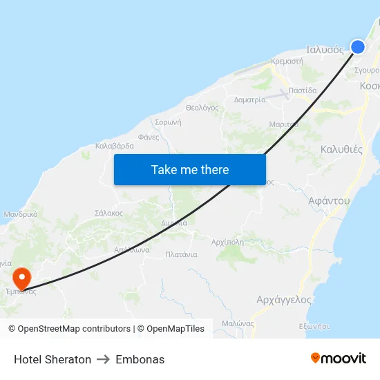 Sheraton Hotel to Embonas map