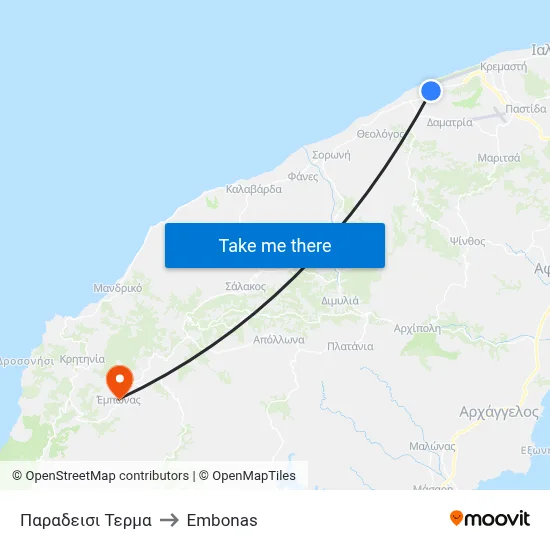 Paradisi Terminal to Embonas map