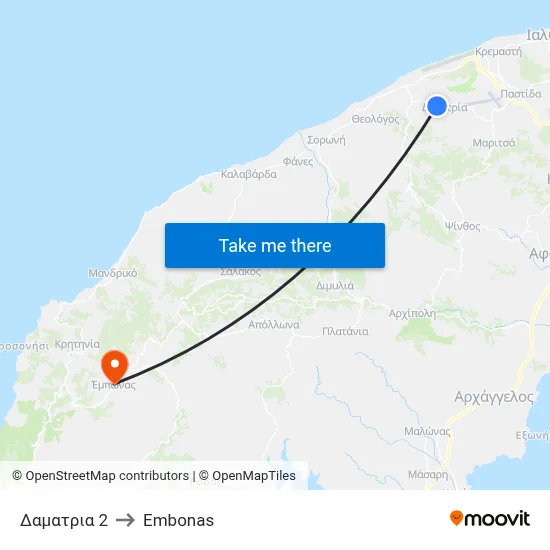 Damatria 2 to Embonas map