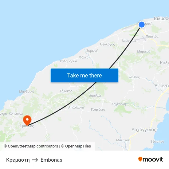 Kremasti to Embonas map