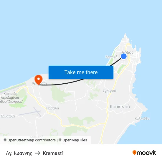 Saint John to Kremasti map