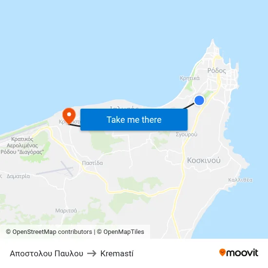 Apostolou Pavlou Street to Kremasti map